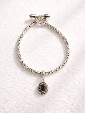 Boho Artisan Balinese Style Amethyst Toggle Bracelet